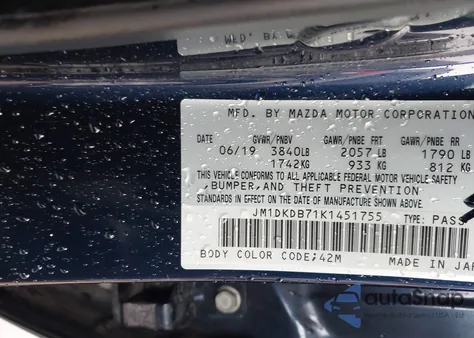 2019 Mazda Cx-3 Sport from USA, damaged, VIN JM1DKDB71K1451755